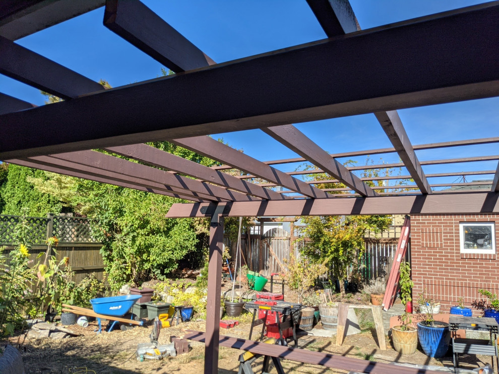 Ballard Sliding Door Installation patio and pergola